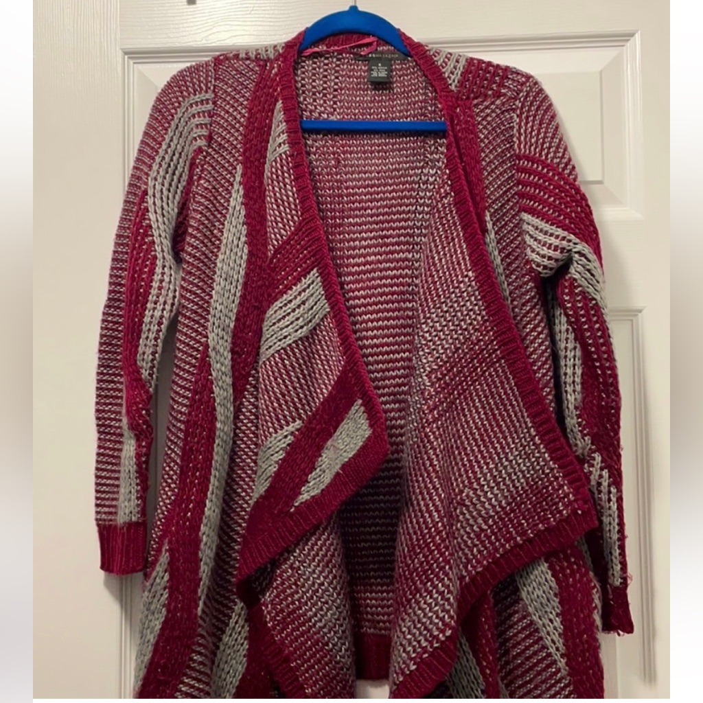Bcbgmaxazria Wine And Gray Cardigan